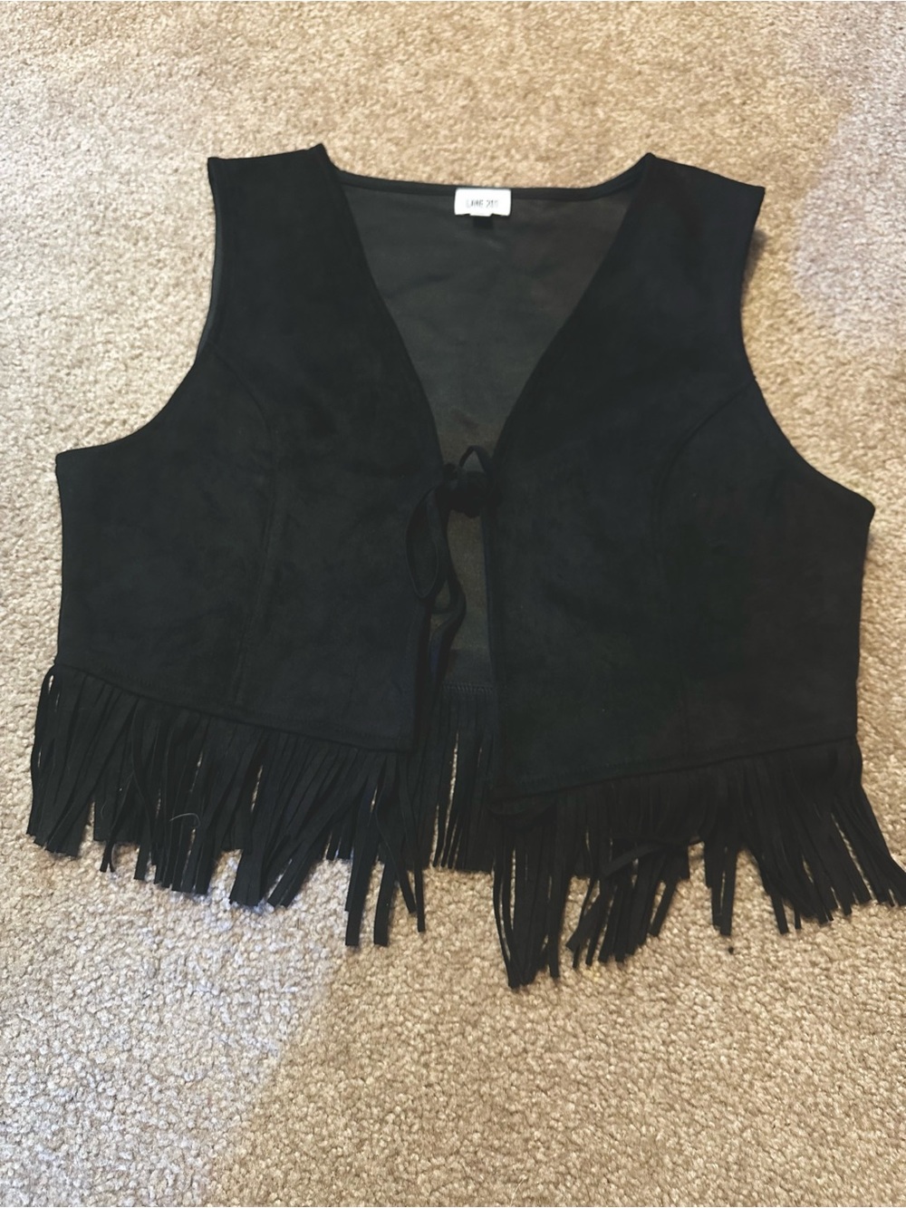 Fringed Suede Vest - Black